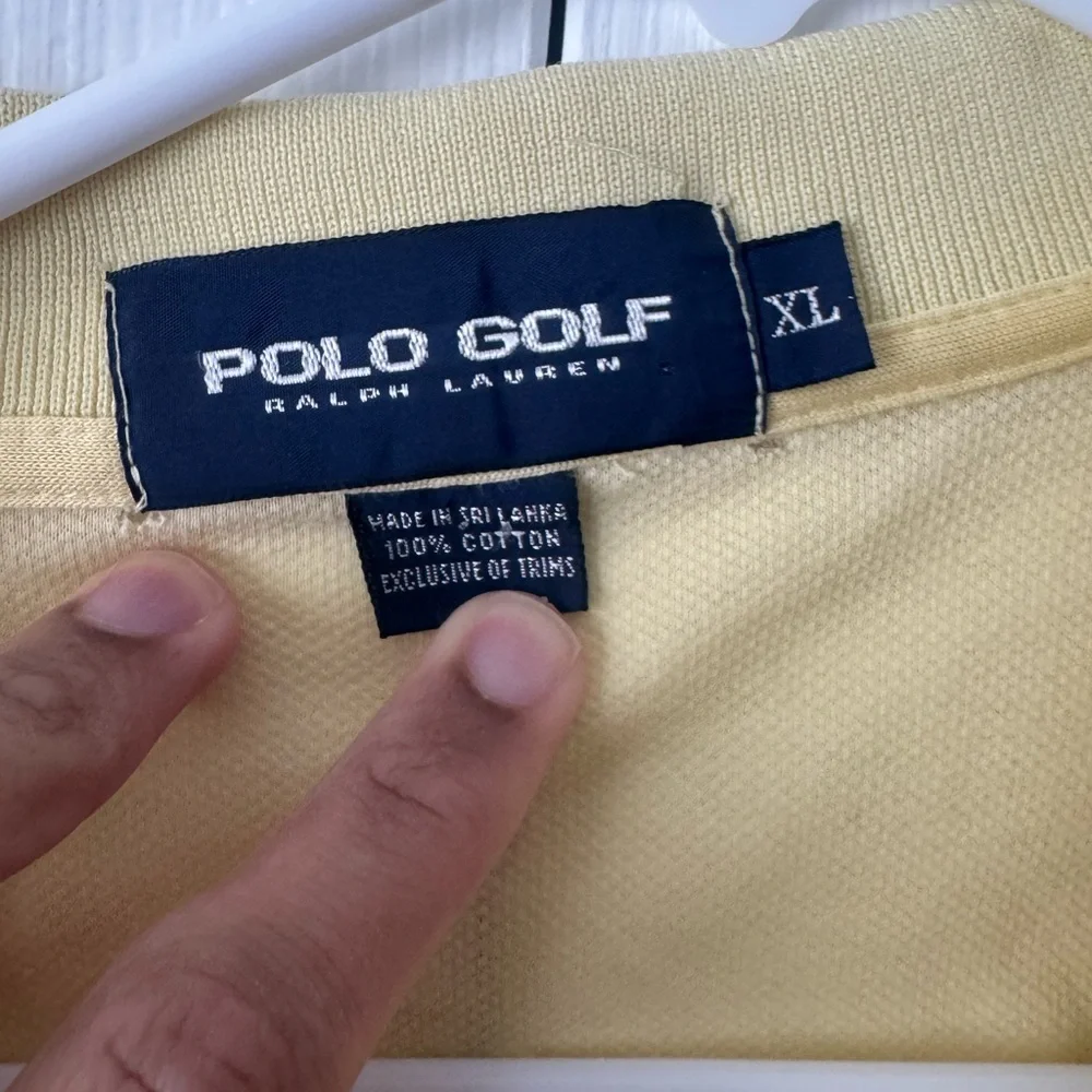 Polo Golf Ralph Lauren Butter Yellow & Navy Polo Shirt XL Quiet Luxury Vintage